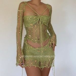 Workfrombeachbelike green knit set